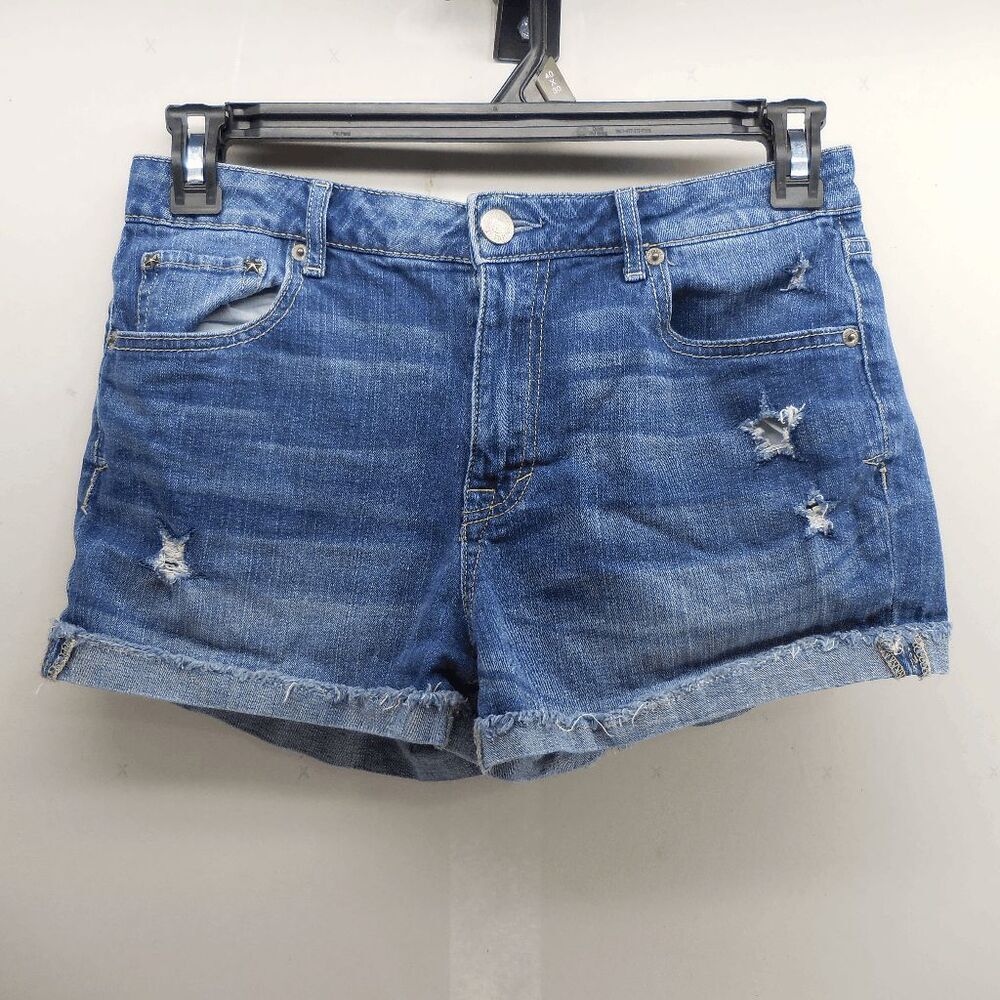 Aeropostale Aero High Rise Midi‎ Distressed Cuffed Denim Jean Shorts - Size 10